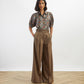 Brown Rachel Meadow Puff Sleeve Silk Shirt