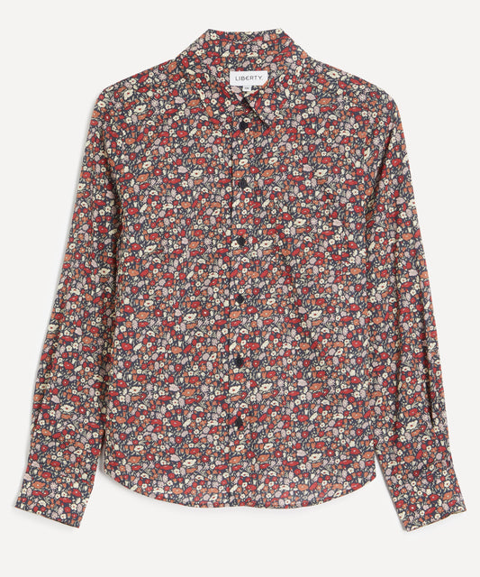 Burnt Red Petal and Daisy Fitted Shirt