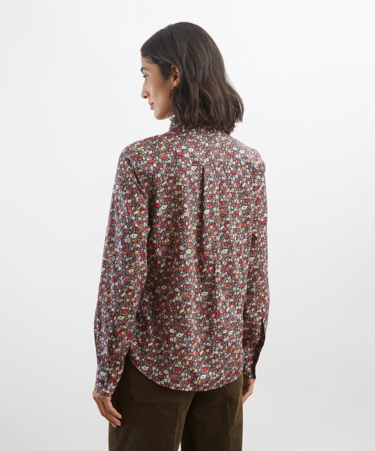 Burnt Red Petal and Daisy Fitted Shirt