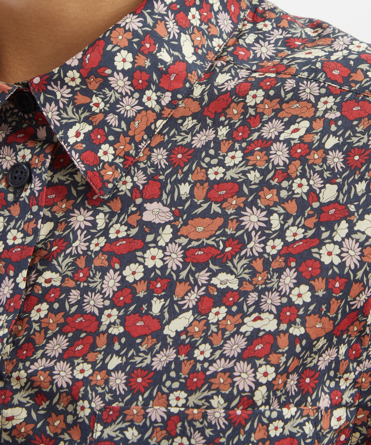 Burnt Red Petal and Daisy Fitted Shirt