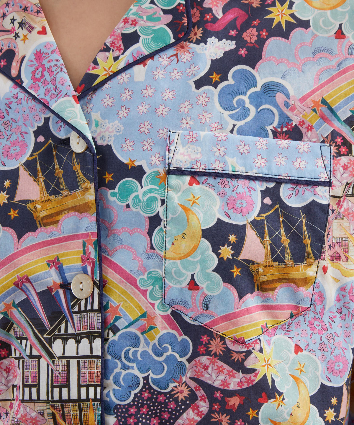 Navy Tudor Dream Long Relaxed PJ Set