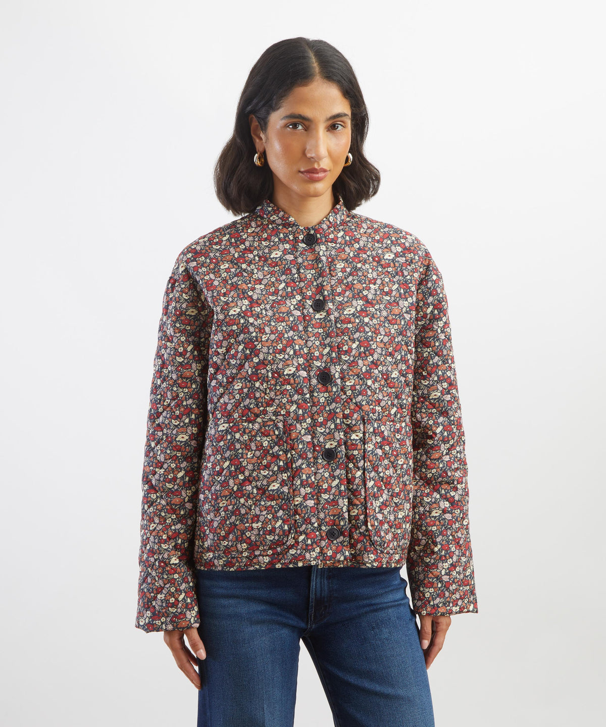 Burnt Red Petal and Daisy Quilted Jacket