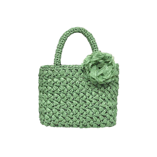GREEN AMALFI RAFFIA TOTE