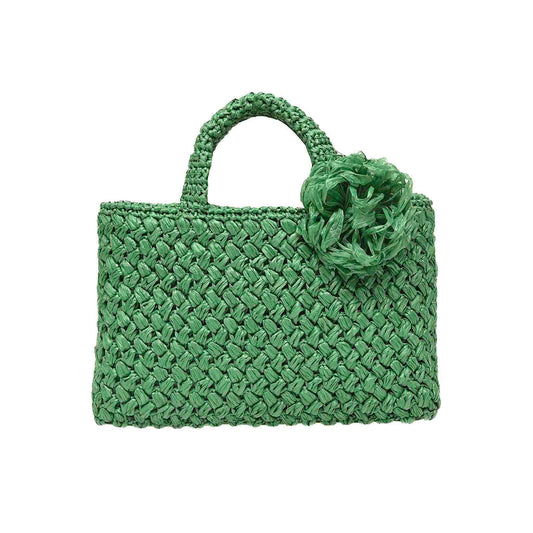 GREEN POSITANO RAFFIA TOTE