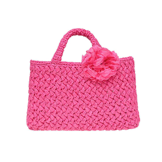 FUSCHIA POSITANO RAFFIA TOTE