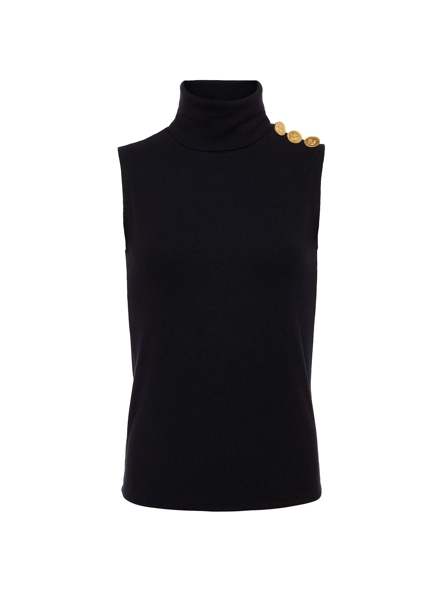 Ceci Black Sleeveless Turtleneck