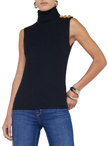 Ceci Black Sleeveless Turtleneck