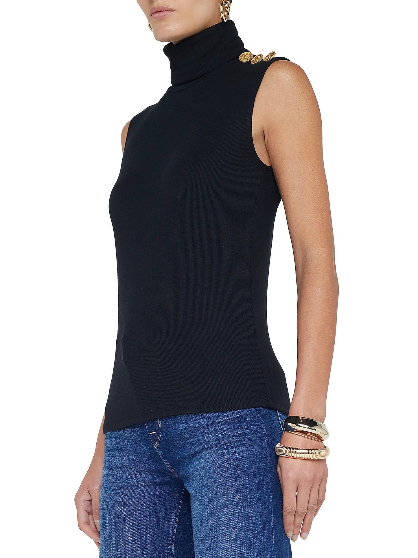Ceci Black Sleeveless Turtleneck