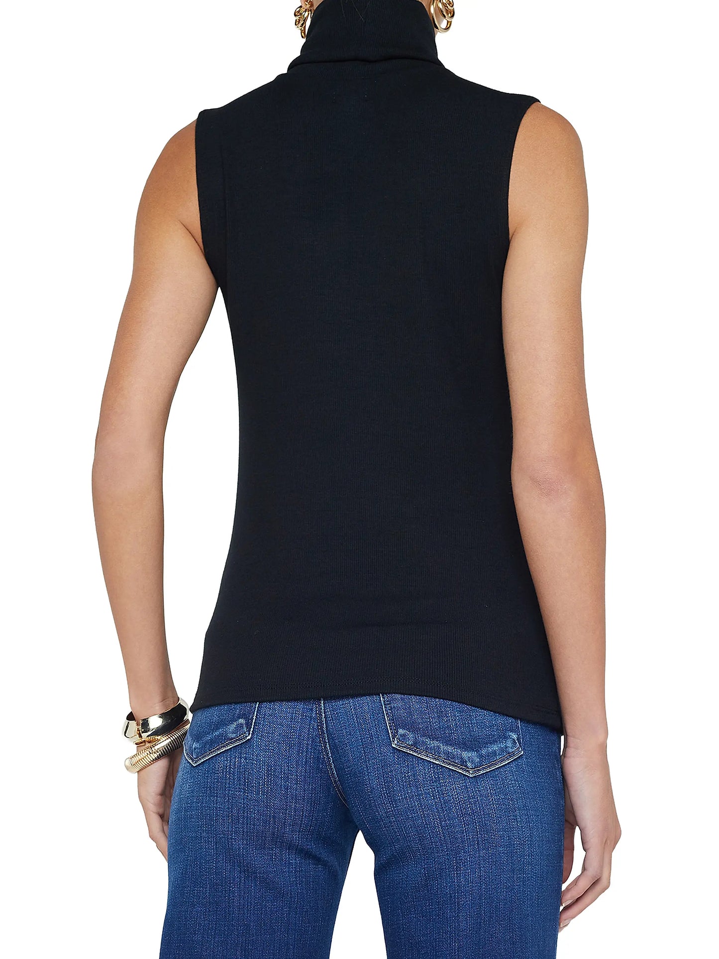 Ceci Black Sleeveless Turtleneck