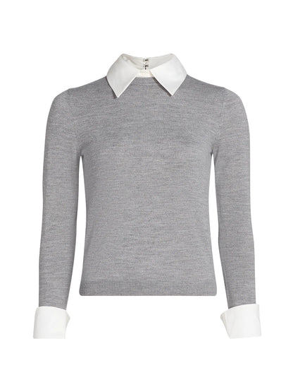 Grey Porla Double Collar Sweater