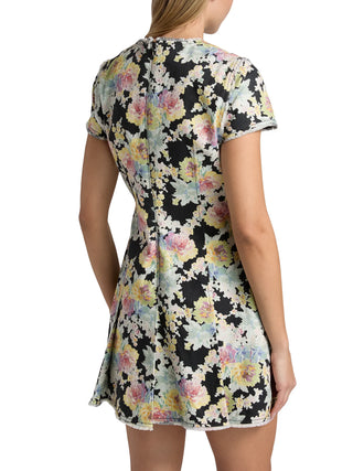 Ikat Bouquet Nova Floral Denim Minidress