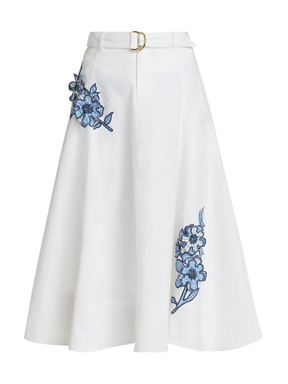 STRIPED FLORAL SAMARA SKIRT