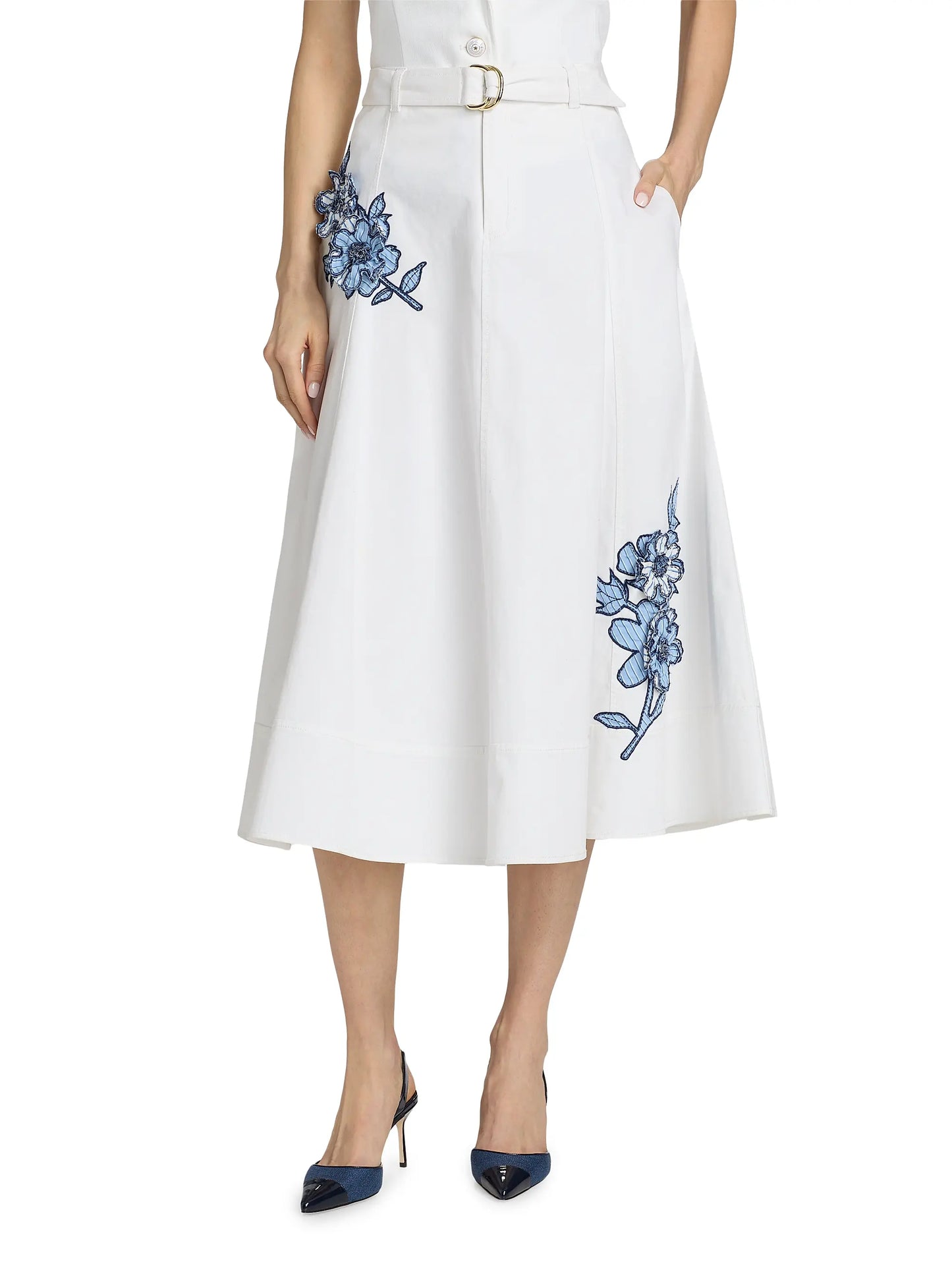 STRIPED FLORAL SAMARA SKIRT