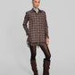 Huckleberry Plaid Flannel Crystal Fringe Shirtdress