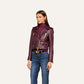 Plum Sangria Blakely Leather Biker Jacket