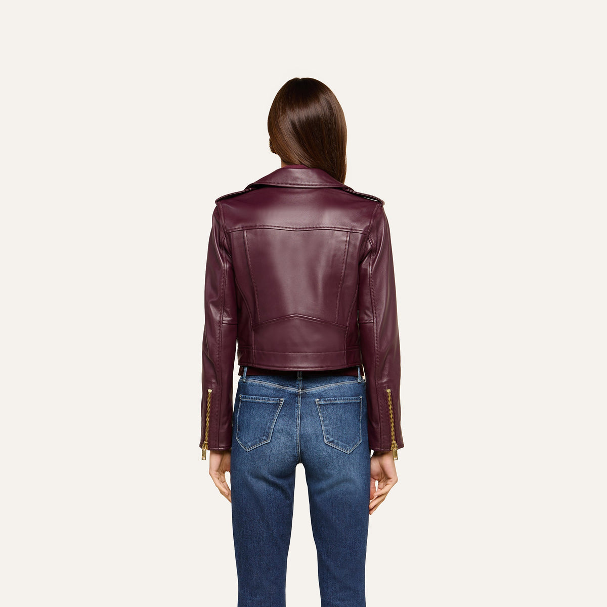 Plum Sangria Blakely Leather Biker Jacket