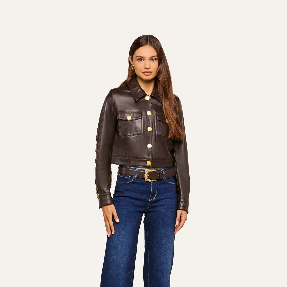 Coffee Bean Luci Fringed Leather Jacket