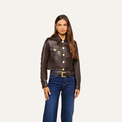 Coffee Bean Luci Fringed Leather Jacket