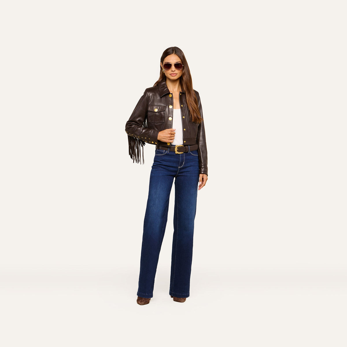 Coffee Bean Luci Fringed Leather Jacket