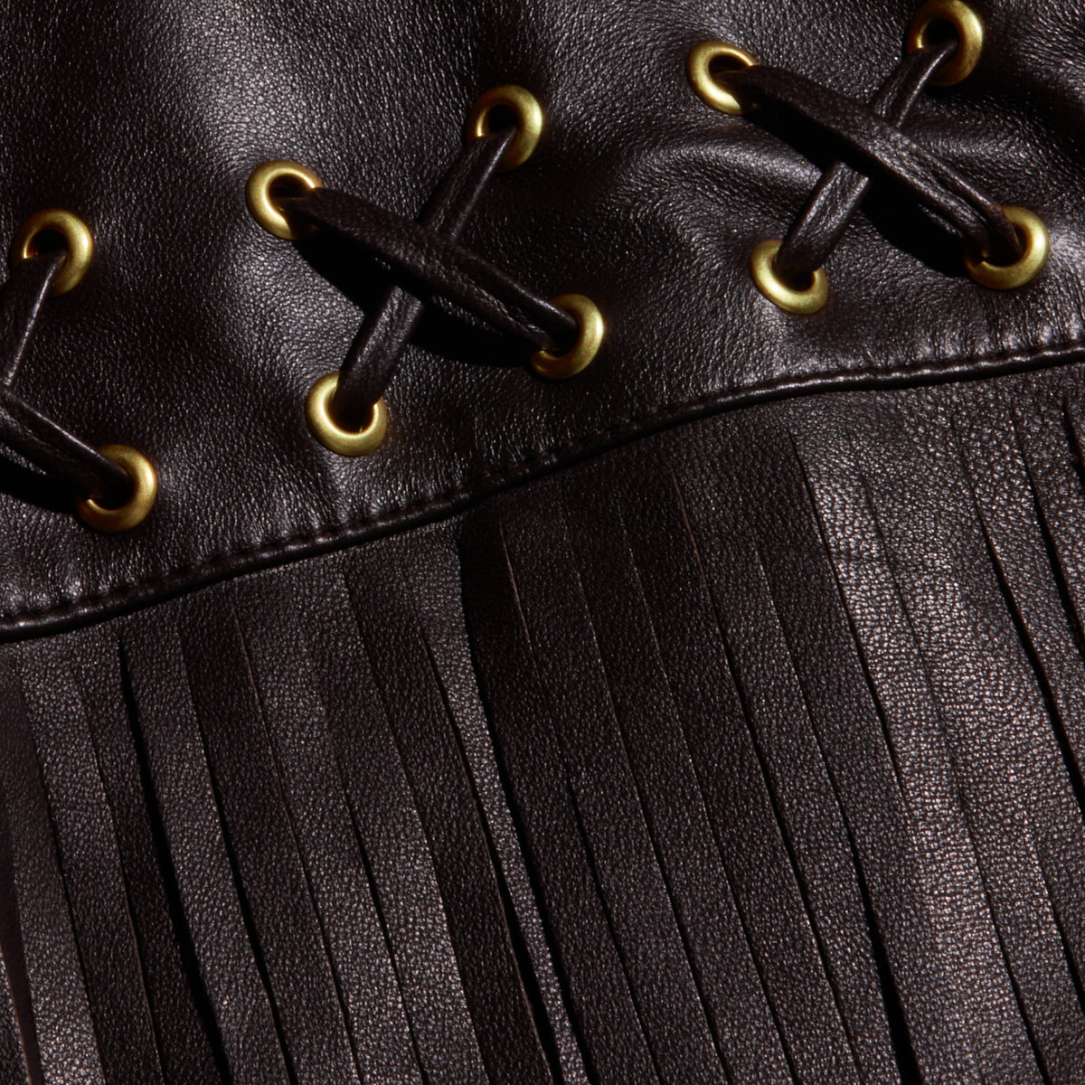 Coffee Bean Luci Fringed Leather Jacket
