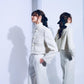 Ivory Cropped Collarless Boucle Jacket
