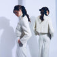Ivory Cropped Collarless Boucle Jacket