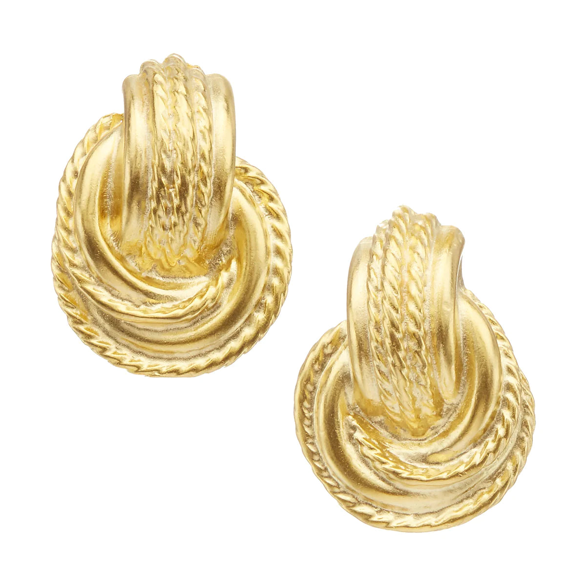 Gold Swirled Door Knocker Look Earrings