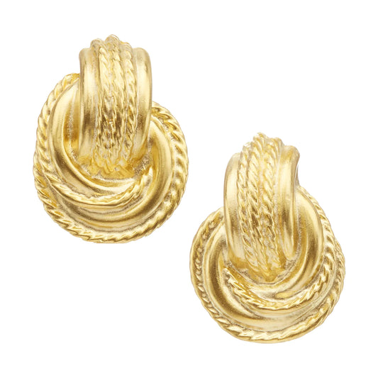 Gold Swirled Door Knocker Look Earrings