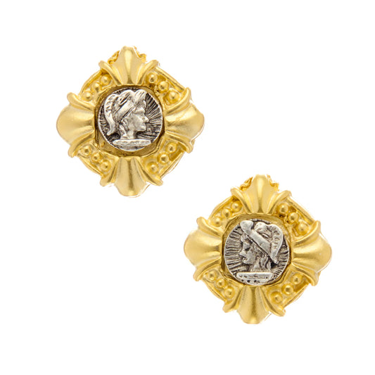 Mixed Metal Cameo Studs