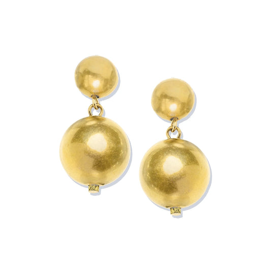 Gold Lg 16 Mm Dbl Ball Earrings.