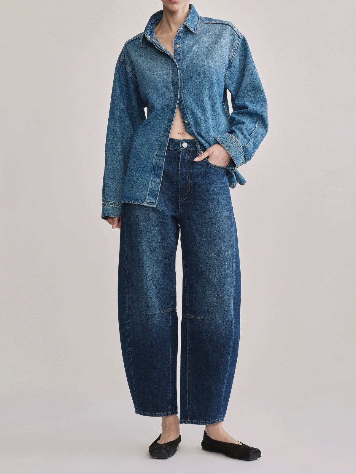 Oxford Blue Miro Barrel High-Rise Jeans