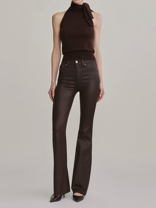 Dark Elm Coated Bridget Bootcut High Rise Jeans