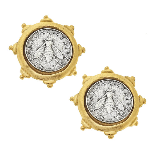 Florence Bee Coin Studs Clip on