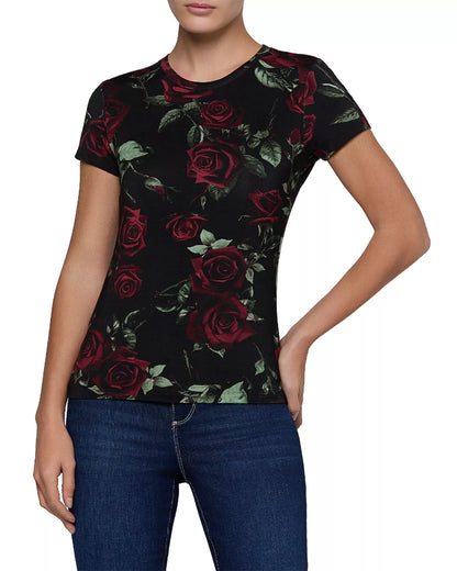 Black Burgundy Rose Ressi Crew Tee