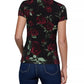 Black Burgundy Rose Ressi Crew Tee