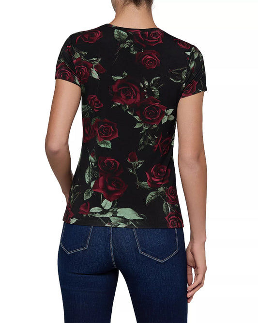 Black Burgundy Rose Ressi Crew Tee