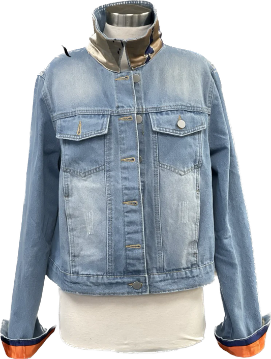 Orange Equestrian Denim Jacket