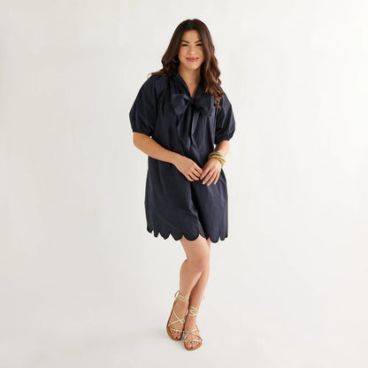 Ryan Dress Scallop Navy