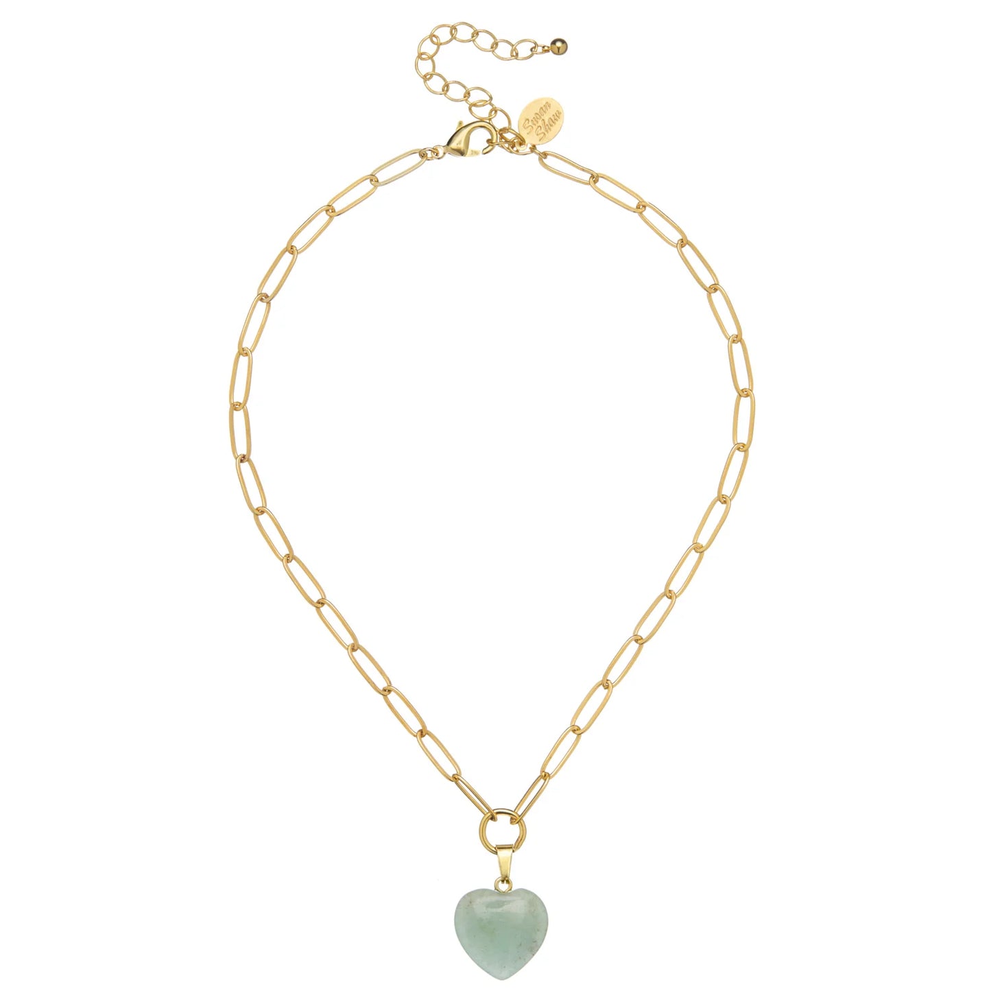 Audrey Heart Necklace - Green Jade