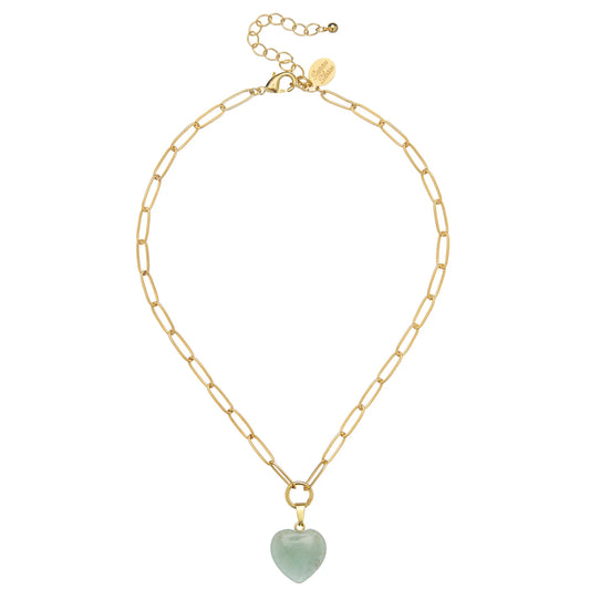 Audrey Heart Necklace - Green Jade
