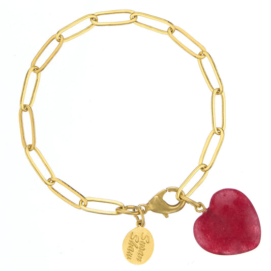 Audrey Heart Bracelet - Cherry Red