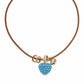 Turquoise Leather Stone Slider Beaded Charm Necklace