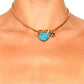 Turquoise Leather Stone Slider Beaded Charm Necklace