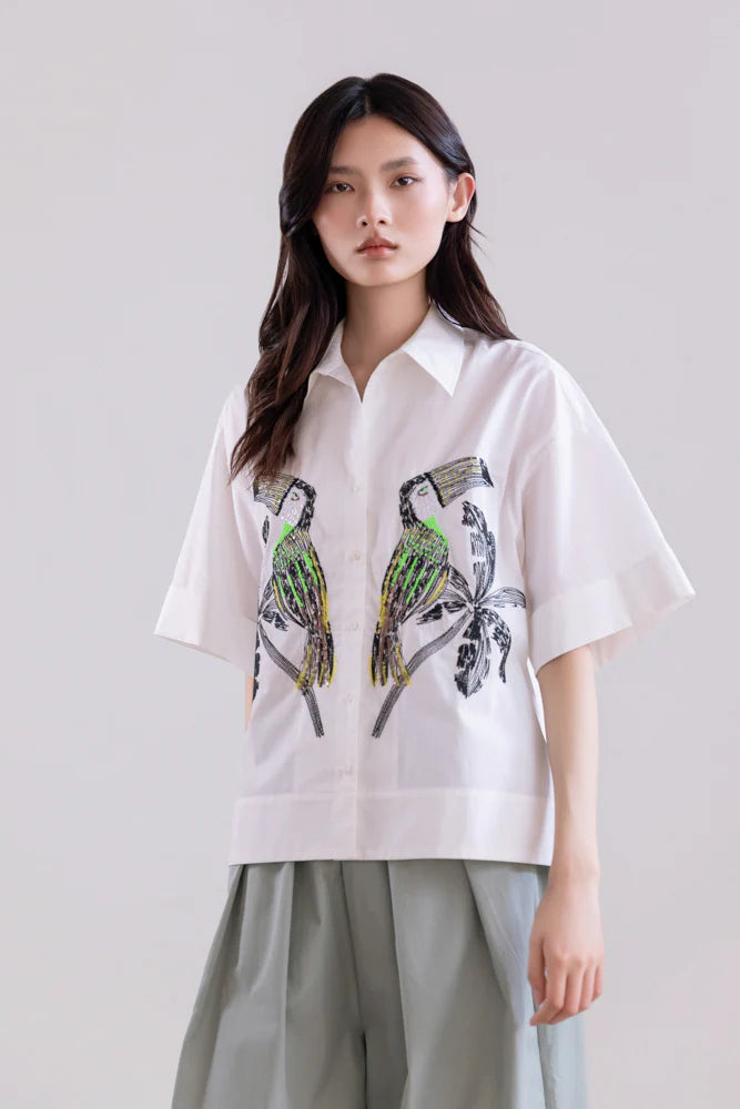 EMBROIDERED TOUCAN BLOUSE