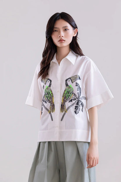 EMBROIDERED TOUCAN BLOUSE