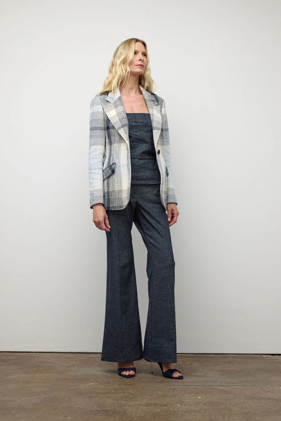 Plaid One Button Jacket