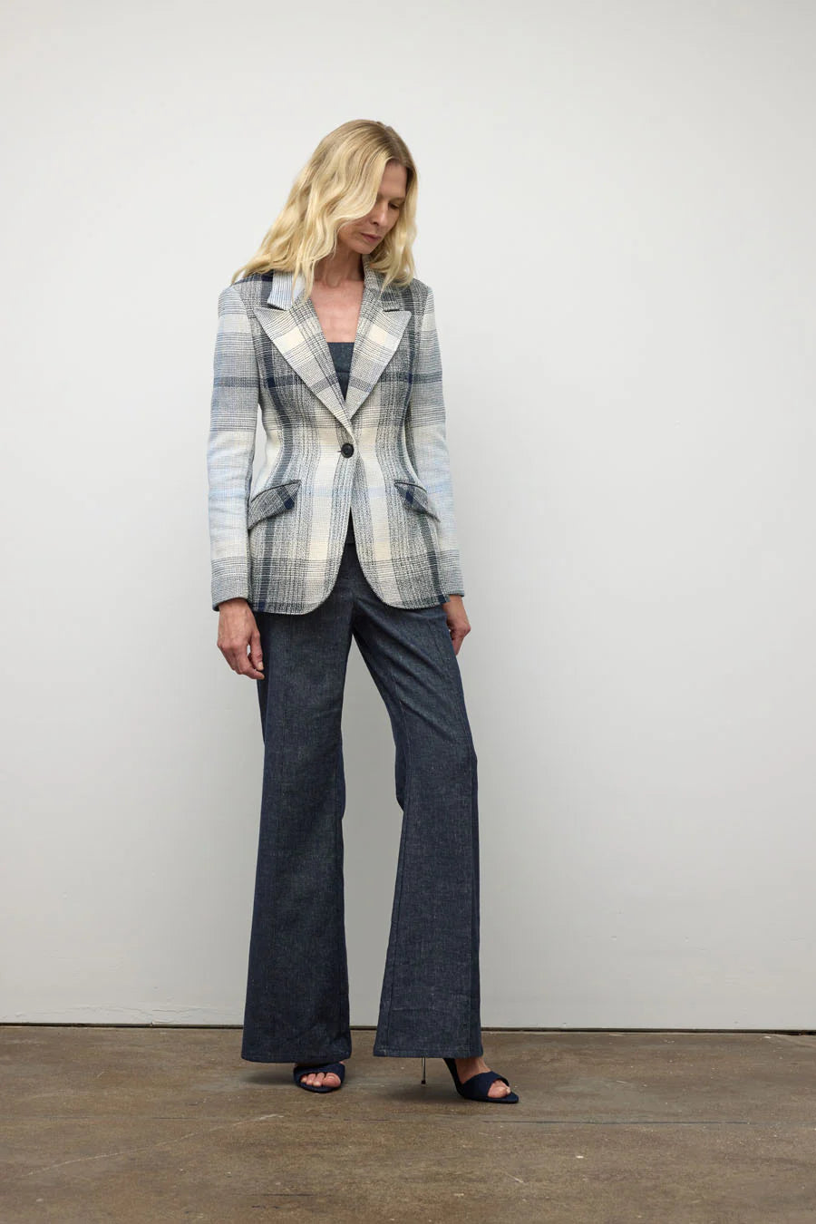 Plaid One Button Jacket