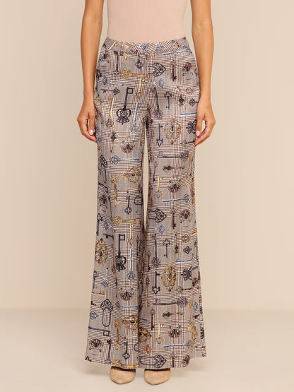 Pilar Wide Leg Pant - Houndstooth Key