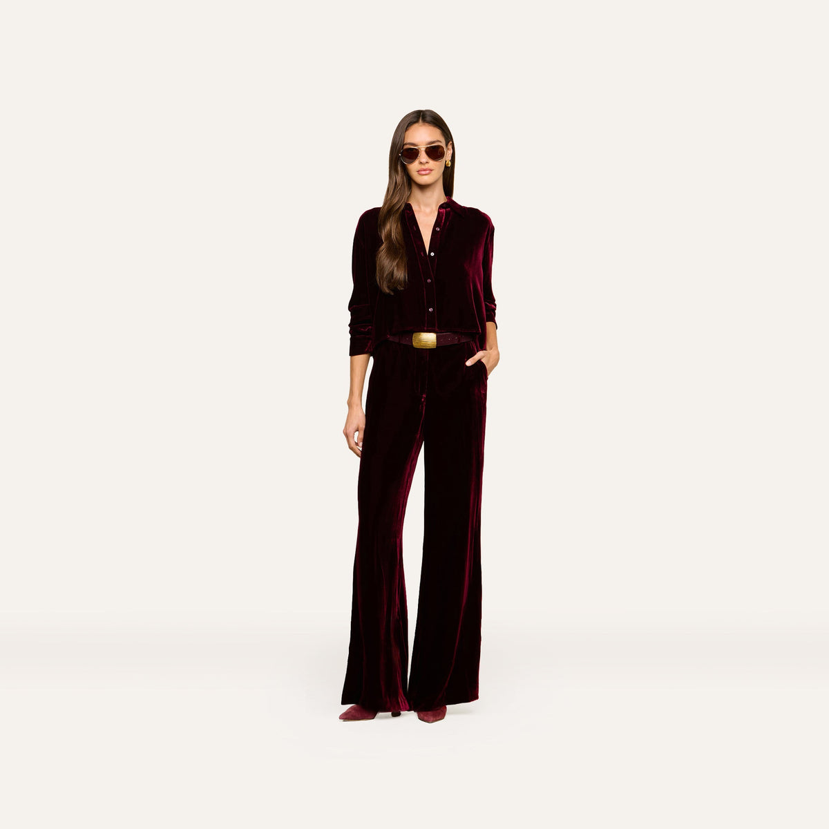 Deep Port Pilar Velvet Wide-Leg Pant