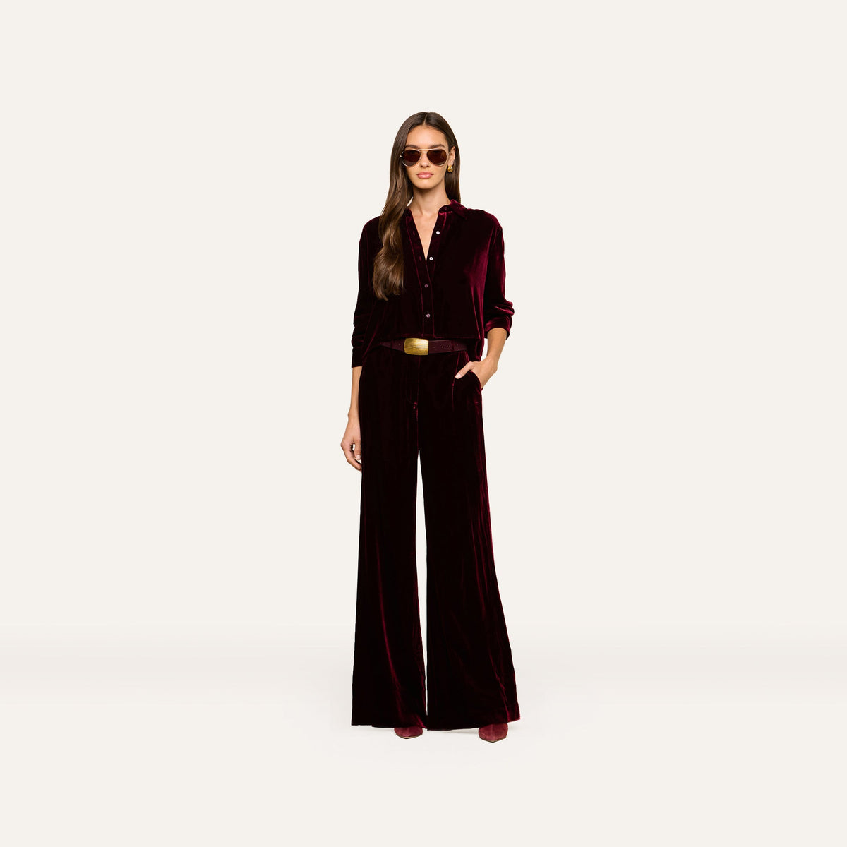 Deep Port Pilar Velvet Wide-Leg Pant